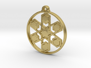 Snow Flake Pendant in Natural Brass