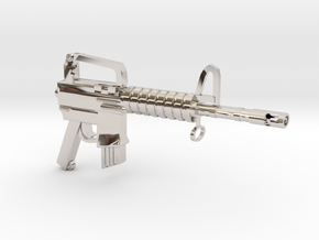 CAR15 SMG in Rhodium Plated Brass