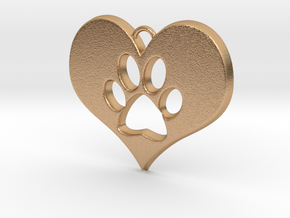 Paw Print Heart in Natural Bronze