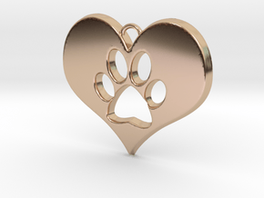 Paw Print Heart in 14k Rose Gold