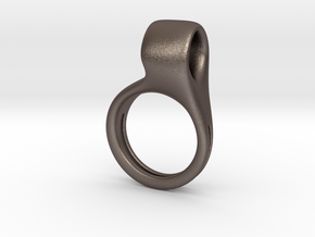 The Swivel Script Ring  in Polished Bronzed-Silver Steel