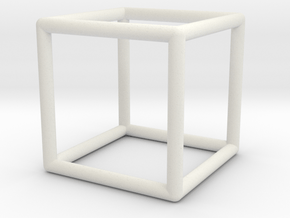 Hexahedron Wireframe in White Natural Versatile Plastic: Small