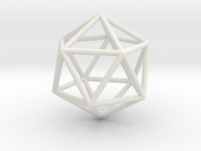 Icosahedron wireframe in White Natural Versatile Plastic: Small