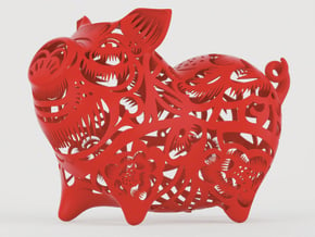 2019 HAPPY CHINESE NEW YEAR PIG in Red Processed Versatile Plastic