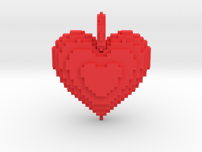 Blocks Heart Pendant in Red Processed Versatile Plastic