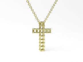 Molecular Cross Pendant - Christian Jewelry in 14k Gold Plated Brass
