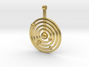 Solar system round pendant in Polished Brass
