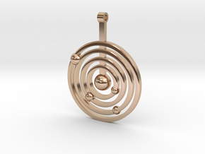 Solar system round pendant in 14k Rose Gold Plated Brass