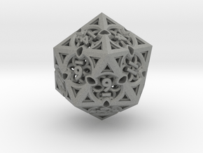 Gothic Rosette d20 in Gray PA12
