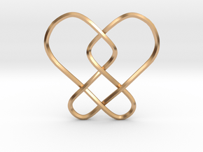 2 Hearts Knot Pendant in Polished Bronze