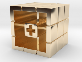 Artisan Cherry keycap Rubiks Cube in 14k Gold Plated Brass