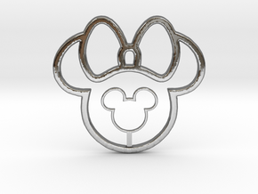 Mickey Head Lollypop Necklace in Fine Detail Polished Silver