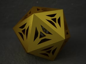 Decorative Icosahedron in Polished Gold Steel