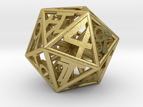 D20 Balanced - Numbers Only, Small Heart Crit in Natural Brass