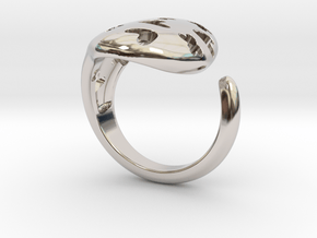 Solid Heart and X Ring. in Rhodium Plated Brass
