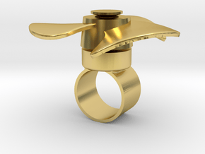Fidget Spinner Ring in Polished Brass (Interlocking Parts): Medium