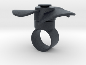 Fidget Spinner Ring in Black PA12: Medium