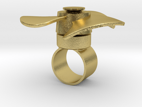 Fidget Spinner Ring in Natural Brass (Interlocking Parts): Medium