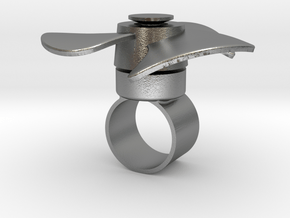 Fidget Spinner Ring in Natural Silver (Interlocking Parts): Medium