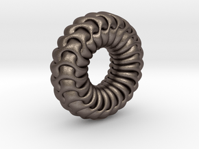 Gyroid Torus in Polished Bronzed-Silver Steel