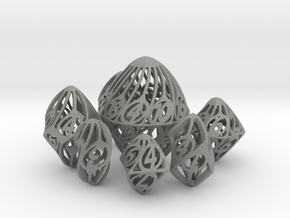 Twisty Spindle Dice Set with Decader in Gray PA12