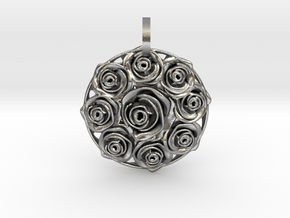Flower Bouquet Pendant in Natural Silver