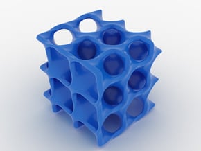 Minimal Surface Cube in Blue Processed Versatile Plastic