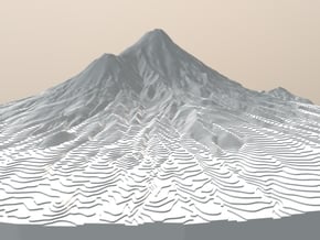 Mount Taranaki Map - Contours (10 Meter) - Large in White Natural Versatile Plastic