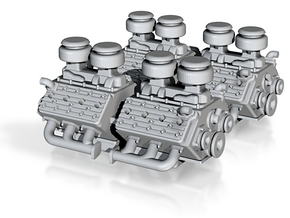 Set of 4 - Flathead V8 Stock Engine Dual Intake in Tan Fine Detail Plastic