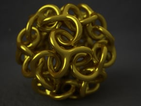 Interwoven Dodecahedron Starball in Polished Gold Steel