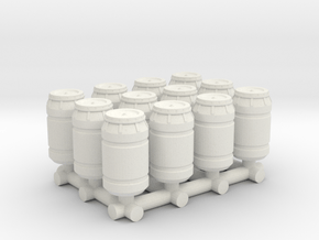 1-87 Scale Rain Barrels x12 in White Natural Versatile Plastic