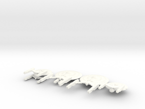 Fleet Of Ships (4) in White Processed Versatile Plastic
