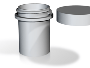Container - lidded round outside thread in White Natural Versatile Plastic