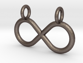 Infinity Pendant in Polished Bronzed-Silver Steel