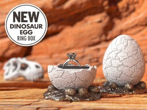Dinosaur Egg Ring Box - Proposal Ring Box in White Processed Versatile Plastic