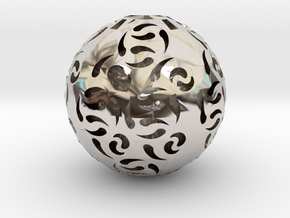 Hollow Sphere 1 in Rhodium Plated Brass