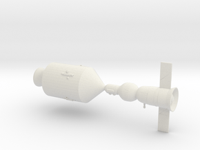 Miniature Apollo Soyuz Spacecraft - 10cm in White Natural Versatile Plastic