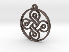Four Leaf Clover Pendant II in Polished Bronzed-Silver Steel