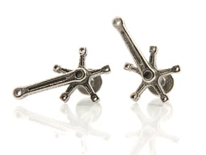 Bicycle Crank Cufflinks in Polished Bronzed Silver Steel