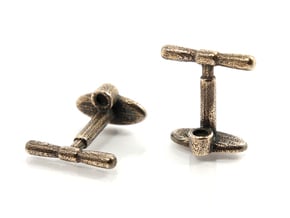 Bicycle Track Pump Cufflink in Polished Bronze Steel