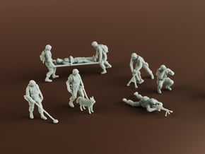 HO Soldiers Combat 2 Group 14 - 19 in Tan Fine Detail Plastic