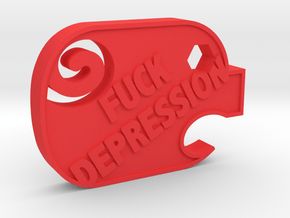 F Depression Literal in Red Processed Versatile Plastic