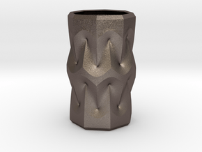 Curvilinear Pencil Holder in Polished Bronzed-Silver Steel