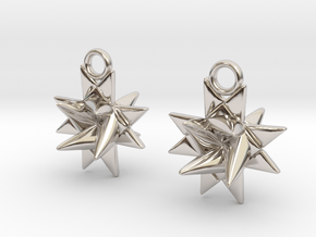 Froebel Star Earrings - Christmas Jewelry in Rhodium Plated Brass