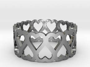 Heart symmetric ring All sizes, Multisize in Fine Detail Polished Silver: 4.5 / 47.75