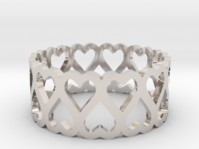 Heart symmetric ring All sizes, Multisize in Rhodium Plated Brass: 4.5 / 47.75