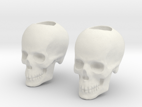 Skull Bead - Doubled in White Natural Versatile Plastic