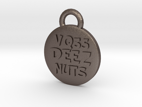 VQ35DEEZNUTS badge keychain in Polished Bronzed-Silver Steel