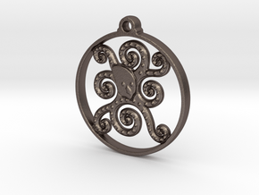 Octopus Pendant in Polished Bronzed-Silver Steel