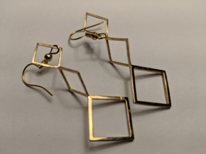 Square Earrings in Polished Brass